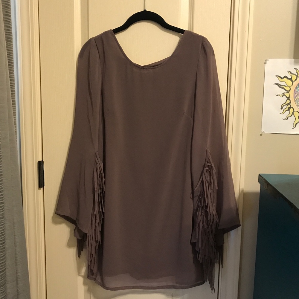 Long sleeve fringe dress